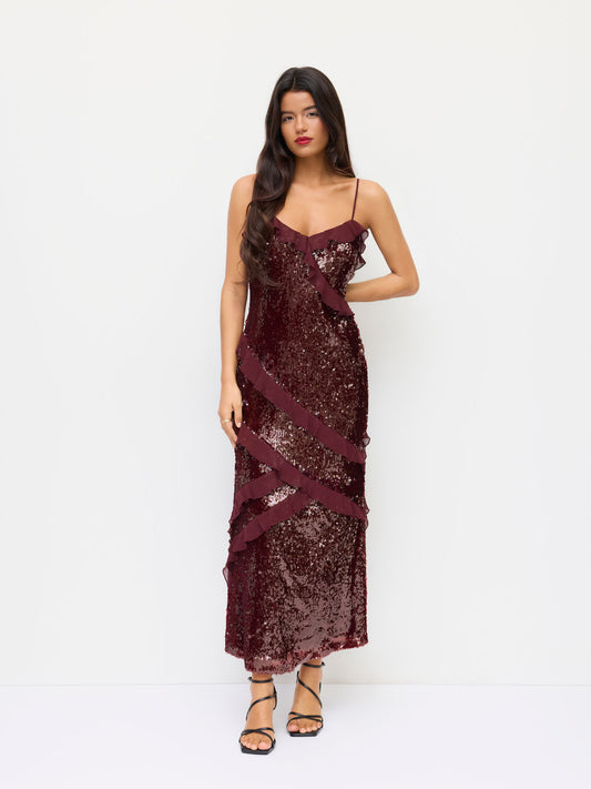 ROBE LONGUE SWEETHEART AVEC PAILLETTES
